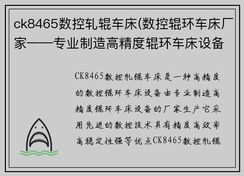 ck8465数控轧辊车床(数控辊环车床厂家——专业制造高精度辊环车床设备)